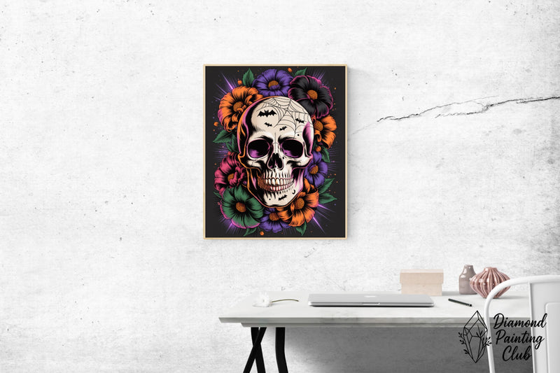 Broderie Diamant Crâne Néo-Gothique d'Halloween