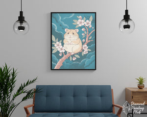 Broderie Diamant Hamster Sous les Fleurs