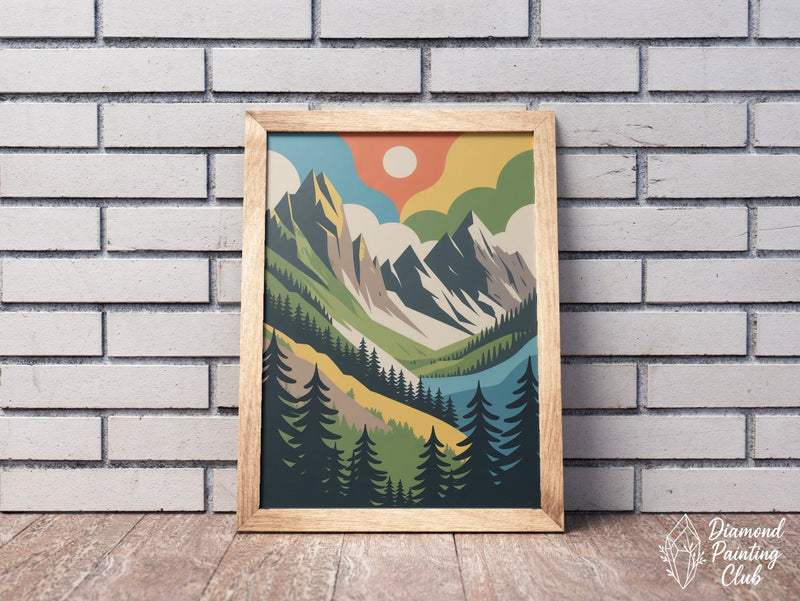 Broderie Diamant Montagnes Rétro
