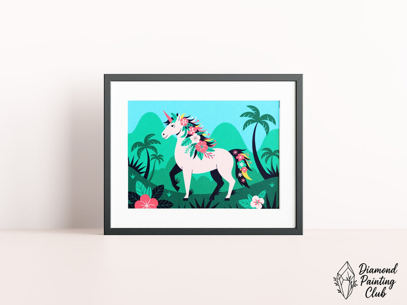 Broderie Diamant Licorne Fleurie