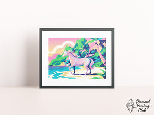 Broderie Diamant Licorne Plage