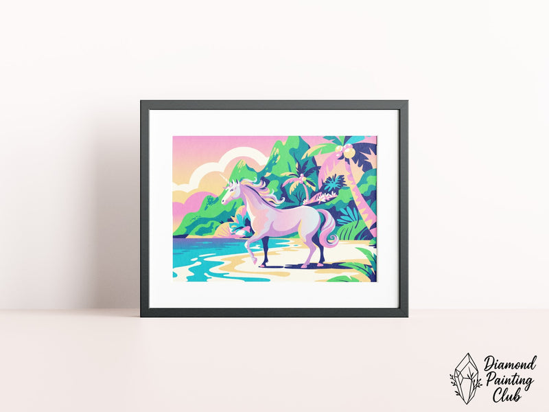 Broderie Diamant Licorne Plage