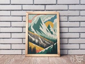 Broderie Diamant Montagnes Neige