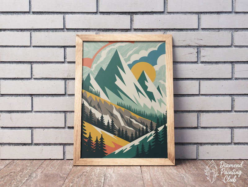 Broderie Diamant Montagnes Neige