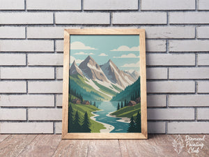 Broderie Diamant Montagne Sérène