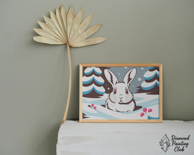 Broderie Diamant Lapin Hivernal