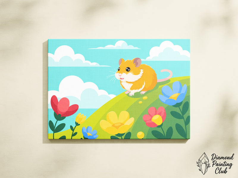 Broderie Diamant Hamster dans la Prairie