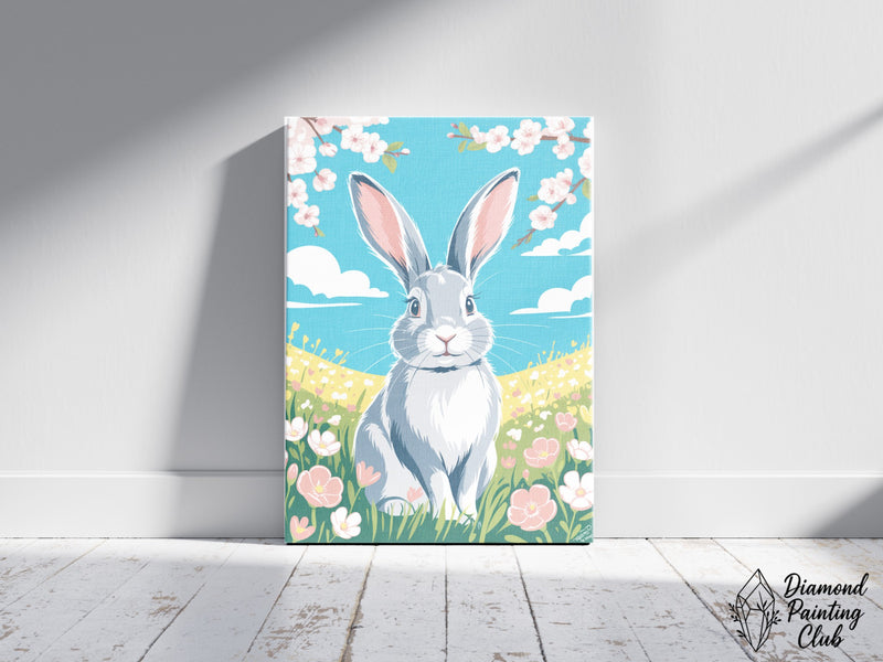 Broderie Diamant Lapin Printanier