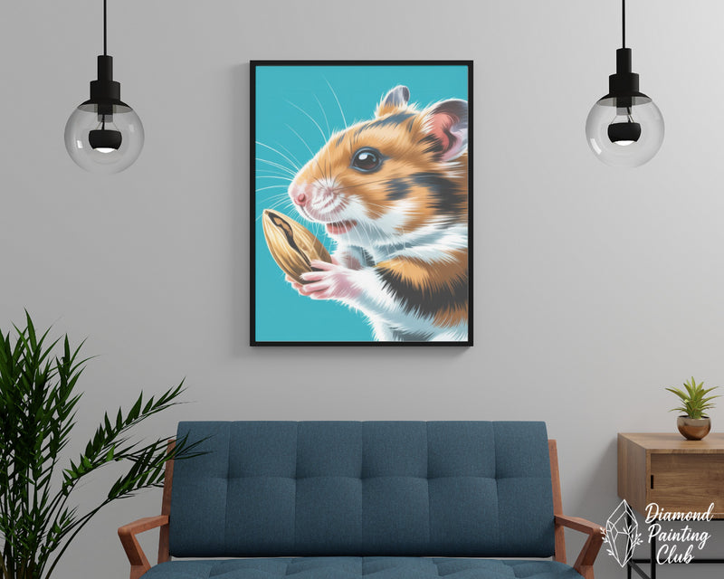 Broderie Diamant Hamster Mangeant une Graine