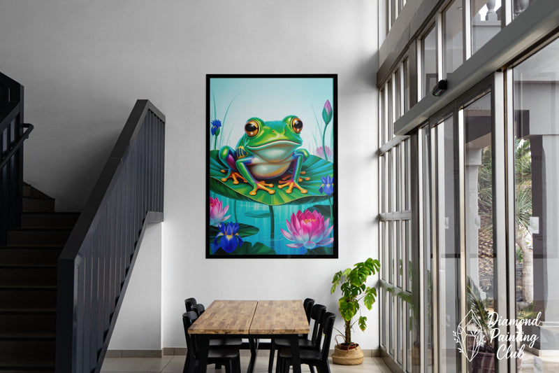 Broderie Diamant Grenouille des Nénuphars
