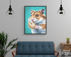 Broderie Diamant Hamster Mangeant sa Graine