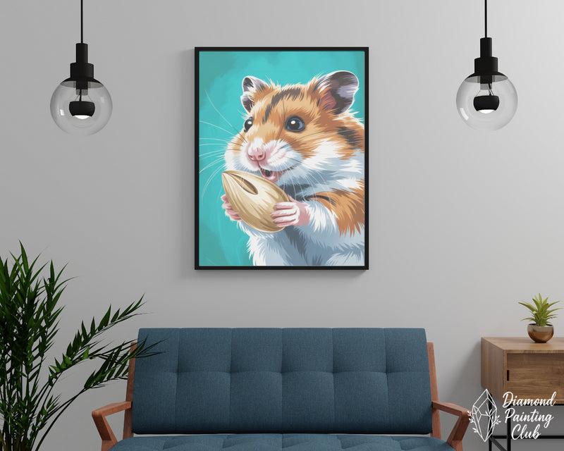 Broderie Diamant Hamster Mangeant sa Graine