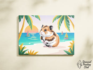 Broderie Diamant Hamster Plage Tropicale