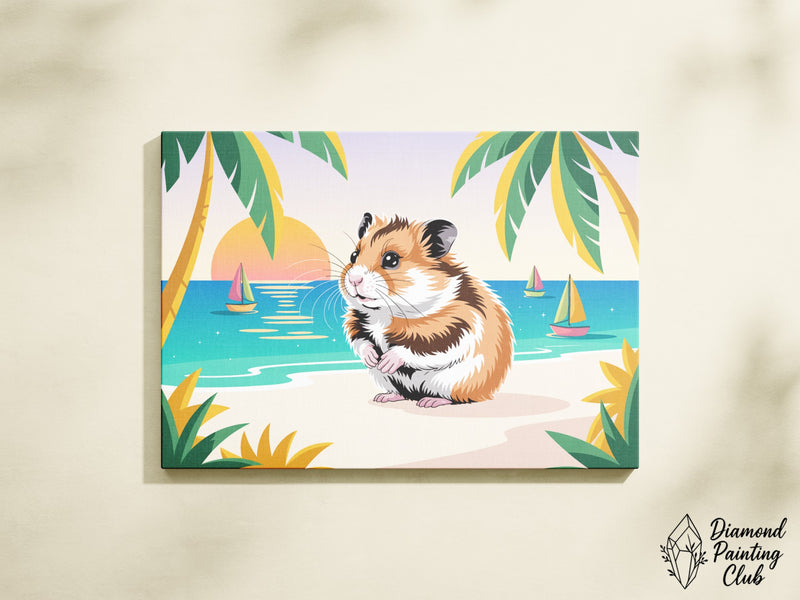 Broderie Diamant Hamster Plage Tropicale