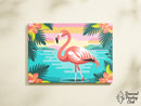 Broderie Diamant Flamant Rose Lagon