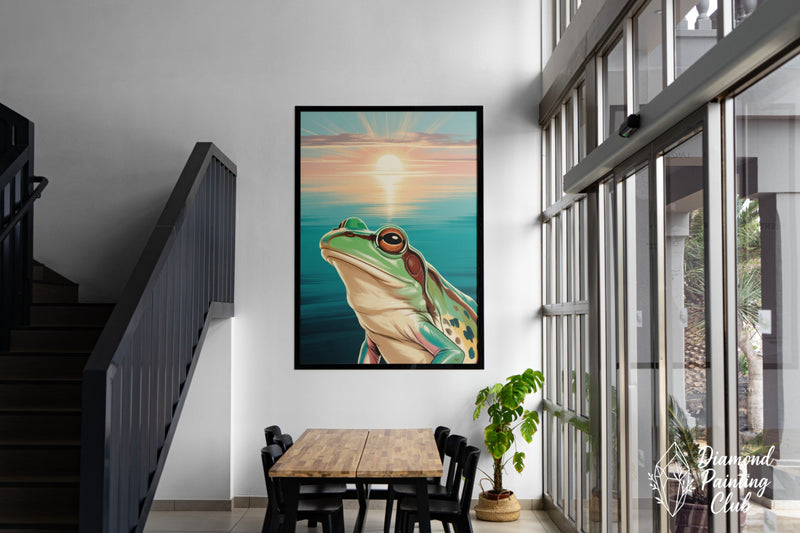 Broderie Diamant Grenouille au Soleil Levant