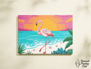 Broderie Diamant Flamant Rose sur Plage
