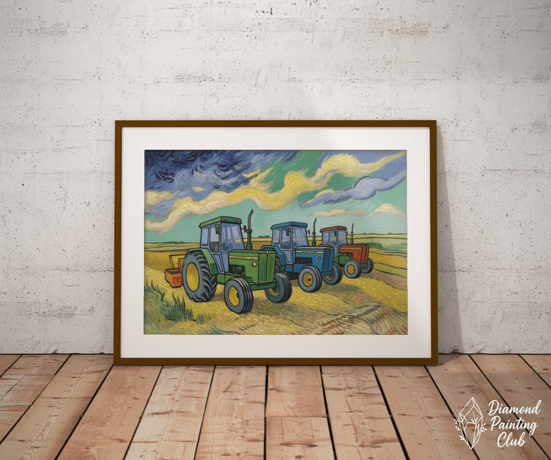 Broderie Diamant Trio de Tracteurs
