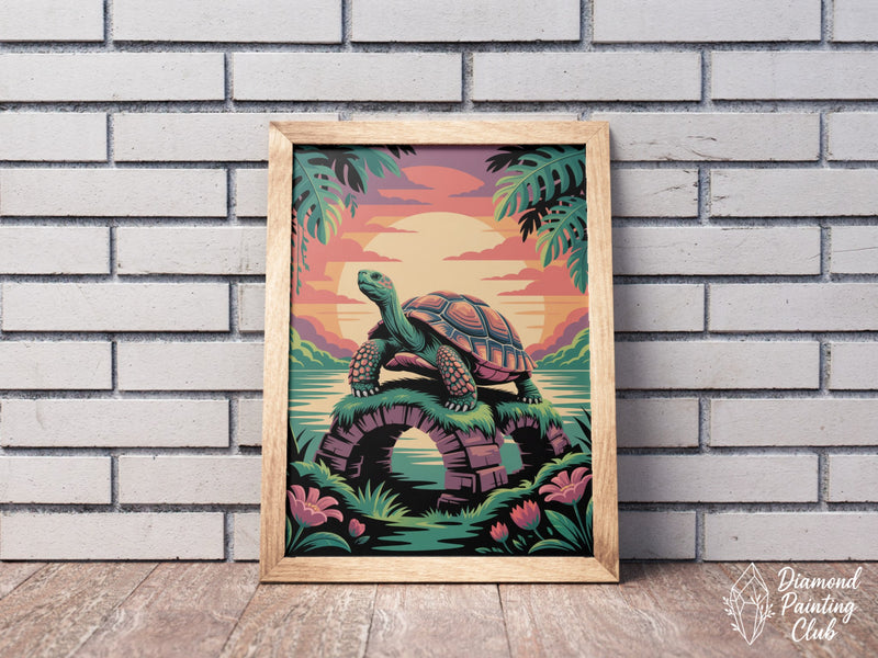 Broderie Diamant Tortue Pont Tropical