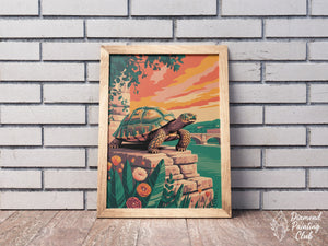 Broderie Diamant Tortue Coucher de Soleil