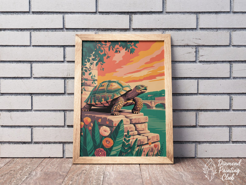 Broderie Diamant Tortue Coucher de Soleil