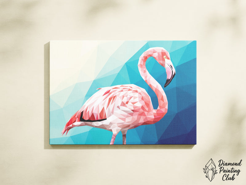 Broderie Diamant Flamant Rose Géométrique