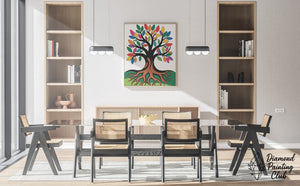 Broderie Diamant Arbre Coloré