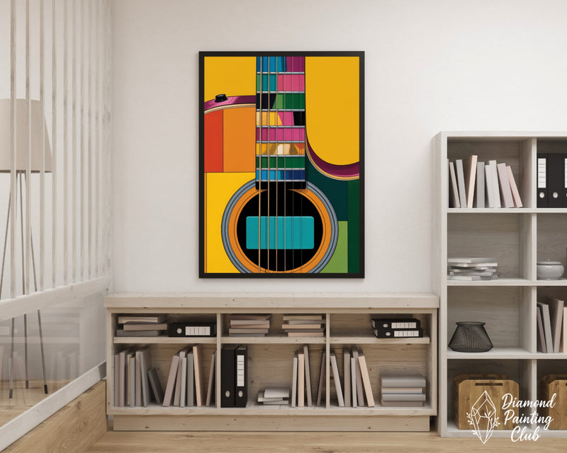 Broderie Diamant Guitare Abstraite