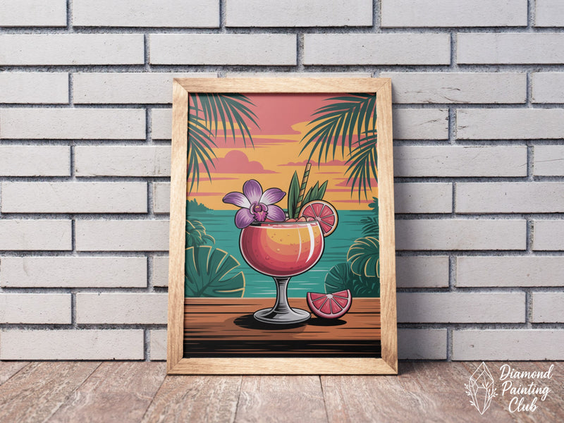 Broderie Diamant Cocktail Hawaïen