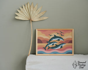 Broderie Diamant Dauphins au Crépuscule