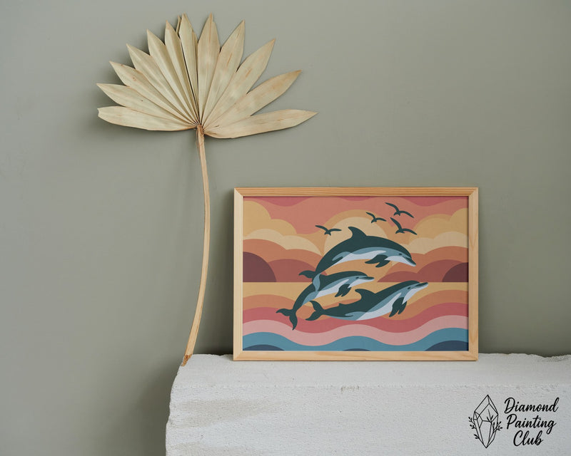 Broderie Diamant Dauphins au Crépuscule