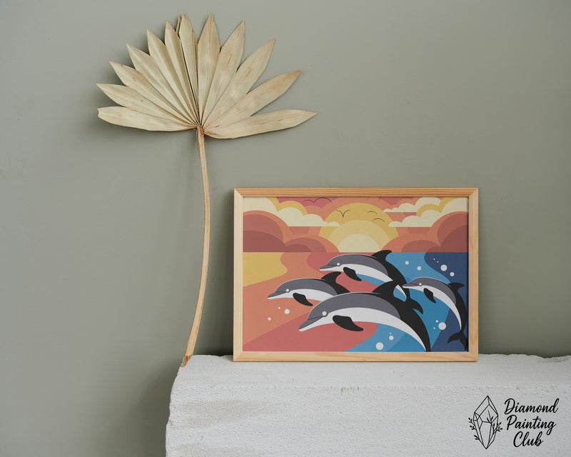 Broderie Diamant Groupe de Dauphins