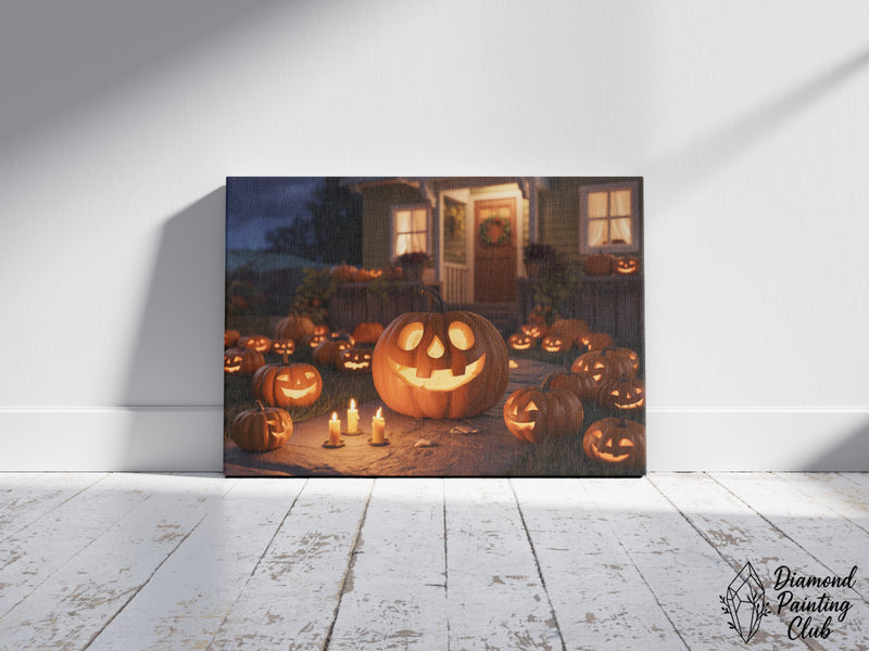 Broderie Diamant Nuit d'Halloween et Citrouilles