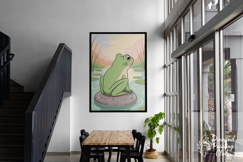 Broderie Diamant Grenouille Contemplative