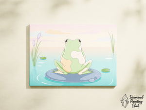 Broderie Diamant Grenouille Fleurie en Gros Plan