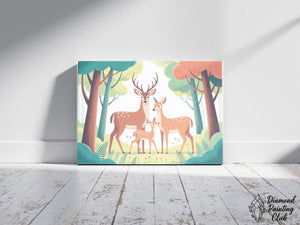 Broderie Diamant Famille de Cerfs