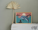 Broderie Diamant Dauphins au Coucher de Soleil