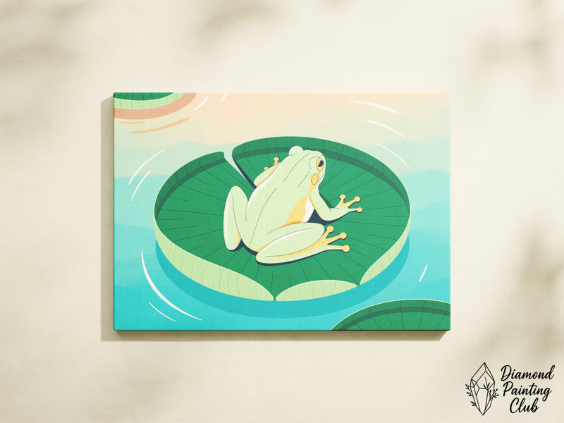 Broderie Diamant Grenouille Nénuphar