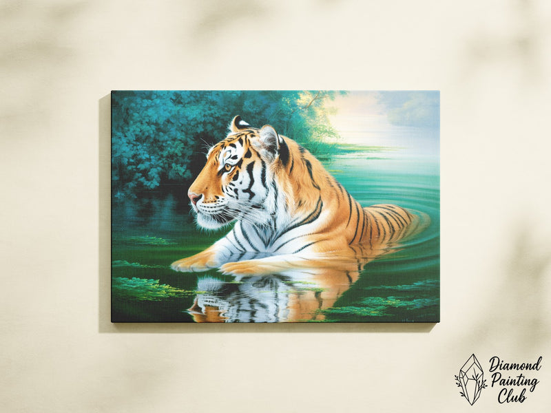 Broderie Diamant Tigre Eau