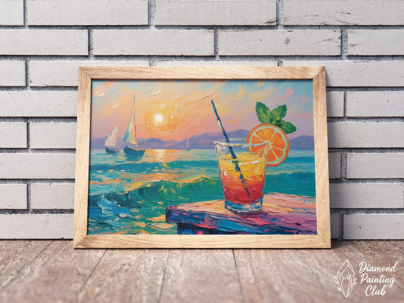 Broderie Diamant Cocktail Vagues et Voiliers