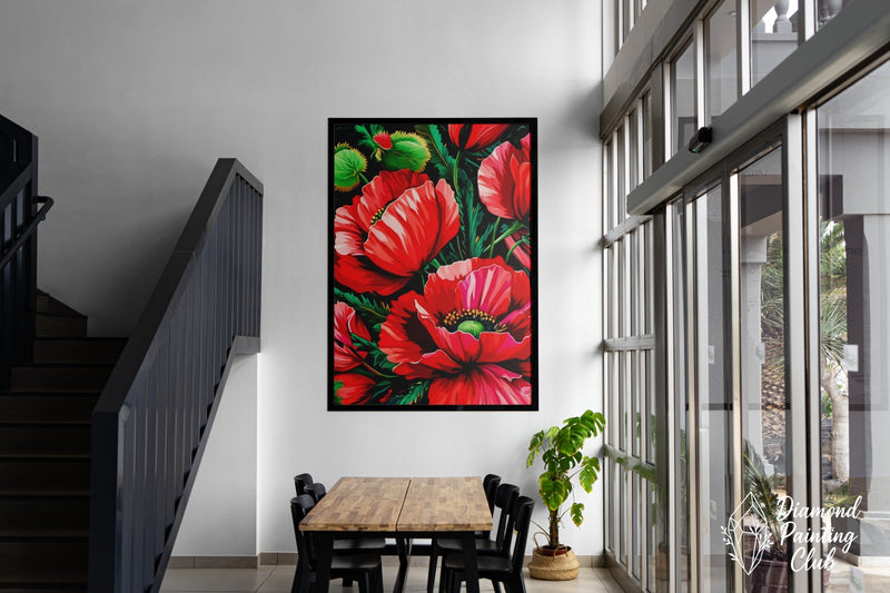Broderie Diamant Coquelicots Géants
