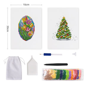 Mini Diamond Painting - Œuf de Pâques & Sapin de Noël (2 pièces)