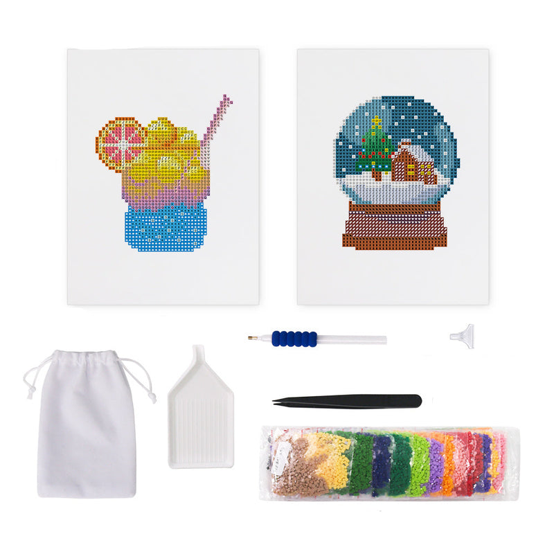 Mini Diamond Painting - Cocktail & Boule à Neige (2 pièces)