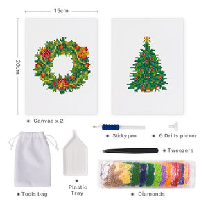 Mini Diamond Painting - Couronne de Noël & Sapin (2 pièces)