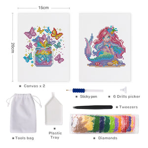 Mini Diamond Painting - Fée des Papillons & Sirène Arc-en-Ciel (2 pièces)