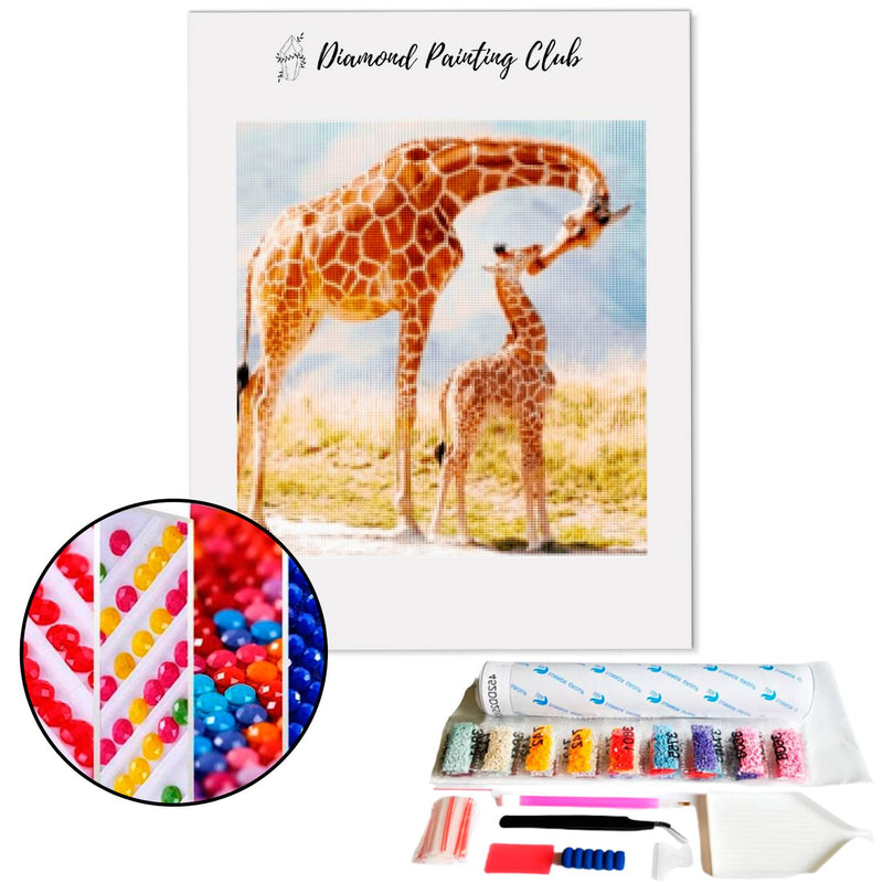 Broderie diamant Girafe et girafon | 💎 Diamond Painting Club