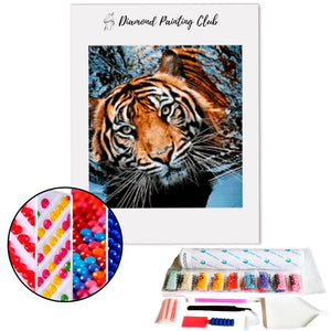 Broderie diamant Tigre dans l'eau | 💎 Diamond Painting Club