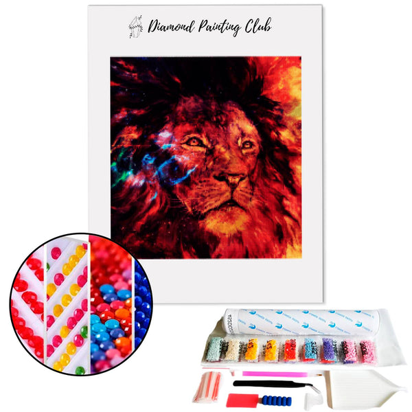 Broderie diamant Lion spatial | 💎 Diamond Painting Club
