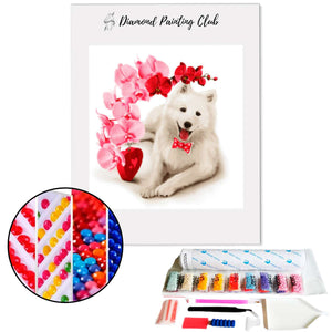 Broderie diamant Amour de chien blanc  | 💎 Diamond Painting Club