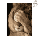 Broderie diamant Lion se cachant avec sa patte | 💎 Diamond Painting Club